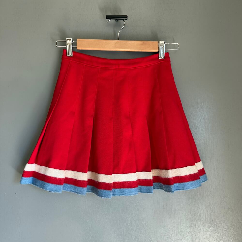Vintage DEHEN Women's 7 Red Cheerleading Pleated Red Skirt Retro Sports Colorful